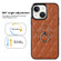iPhone 14 Rhombic PU Leather Phone Case with Ring Holder - Brown