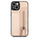 iPhone 14 Carbon Fiber Horizontal Flip Zipper Wallet Phone Case - Khaki