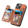 iPhone 14 Carbon Fiber Horizontal Flip Zipper Wallet Phone Case - Brown