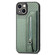 iPhone 14 Carbon Fiber Horizontal Flip Zipper Wallet Phone Case - Green