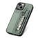 iPhone 14 Carbon Fiber Horizontal Flip Zipper Wallet Phone Case - Green