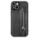 iPhone 14 Carbon Fiber Horizontal Flip Zipper Wallet Phone Case - Black