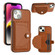 iPhone 14 Shockproof Leather Phone Case with Card Holder - Brown