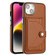 iPhone 14 Shockproof Leather Phone Case with Card Holder - Brown