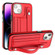 iPhone 14 Shockproof Leather Phone Case with Wrist Strap - Red
