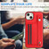 iPhone 14 Shockproof Leather Phone Case with Wrist Strap - Red