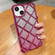 iPhone 14 / 13 3D Diamond Lattice Laser Engraving Glitter Paper Phone Case - Gradient Rose Red