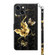 iPhone 14 3D Painted Leather Phone Case  - Golden Swallow Butterfly