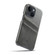 iPhone 14 Fierre Shann Retro Oil Wax Texture PU Leather Case with Card Slots  - Grey