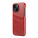 iPhone 14 Fierre Shann Retro Oil Wax Texture PU Leather Case with Card Slots  - Red