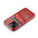 iPhone 14 Fierre Shann Retro Oil Wax Texture PU Leather Case with Card Slots  - Red