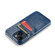 iPhone 14 Fierre Shann Retro Oil Wax Texture PU Leather Case with Card Slots  - Blue