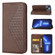 iPhone 14 Cubic Grid Calf Texture Magnetic Closure Leather Phone Case - Brown