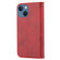 iPhone 14 Cubic Grid Calf Texture Magnetic Closure Leather Phone Case - Red