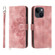 iPhone 14 Skin-feel Flowers Embossed Wallet Leather Phone Case - Pink