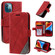 iPhone 14 Skin Feel Splicing Leather Phone Case - Red