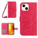 iPhone 14 Skin Feel Sun Flower Pattern Flip Leather Phone Case with Lanyard - Rose Red