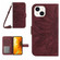 iPhone 14 Skin Feel Sun Flower Pattern Flip Leather Phone Case with Lanyard - Wine Red