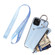 iPhone 14 Detachable Zippered Coin Purse Phone Case with Lanyard - Blue