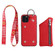 iPhone 14 Detachable Zippered Coin Purse Phone Case with Lanyard - Red