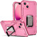 iPhone 14 Ring Holder Non-slip Shockproof Armor Phone Case  - Pink