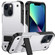 iPhone 14 PC + TPU Shockproof Phone Case with Holder  - White+Black