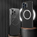 iPhone 14 Carbon Fiber Texture MagSafe Magnetic Phone Case  - Black Silver
