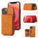 iPhone 14 Calf Texture Magnetic Card Bag Case  - Brown