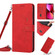 iPhone 14 Skin Feel Heart Pattern Leather Phone Case With Lanyard  - Red