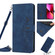 iPhone 14 Skin Feel Heart Pattern Leather Phone Case With Lanyard  - Blue