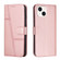 iPhone 14 Stitching Calf Texture Buckle Leather Phone Case  - Pink