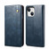 iPhone 14 Simple Wax Crazy Horse Texture Horizontal Flip Leather Case  - Navy Blue