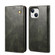 iPhone 14 Simple Wax Crazy Horse Texture Horizontal Flip Leather Case  - Dark Green