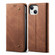iPhone 14 Denim Texture Casual Style Leather Phone Case  - Brown