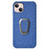 iPhone 14 Ring Holder Honeycomb PU Phone Case  - Navy Blue