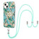 iPhone 14 Electroplating Splicing Marble Flower Pattern TPU Shockproof Case with Lanyard  - Blue Flower