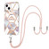 iPhone 14 Electroplating Splicing Marble Flower Pattern TPU Shockproof Case with Lanyard  - Imperial Crown