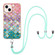 iPhone 14 Electroplating Pattern IMD TPU Shockproof Case with Neck Lanyard  - Colorful Scales