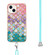iPhone 14 Electroplating Pattern IMD TPU Shockproof Case with Neck Lanyard  - Colorful Scales