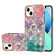 iPhone 14 Electroplating Pattern IMD TPU Shockproof Case with Rhinestone Ring Holder  - Colorful Scales