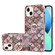 iPhone 14 Electroplating Pattern IMD TPU Shockproof Case with Rhinestone Ring Holder  - Pink Scales