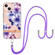 iPhone 14 Flowers and Plants Series IMD TPU Phone Case with Lanyard  - Purple Begonia