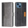 iPhone 14 Contrast Color Side Buckle Leather Phone Case  - Black + Grey