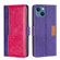 iPhone 14 Contrast Color Side Buckle Leather Phone Case  - Purple + Rose Red
