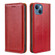 iPhone 14 Grid Texture Magnetic Flip Leather Phone Case  - Red