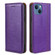 iPhone 14 Grid Texture Magnetic Flip Leather Phone Case  - Purple