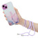 iPhone 14 Hollow Marble Pattern TPU Shockproof Protective Case with Neck Strap Rope  - Pink