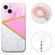 iPhone 14 Lanyard Stitching Marble TPU Case  - Pink