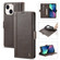 iPhone 14 LC.IMEEKE Magnetic Buckle Leather Phone Case  - Coffee