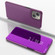 iPhone 14 Plated Mirror Horizontal Flip Leather Phone Case with Holder  - Purple